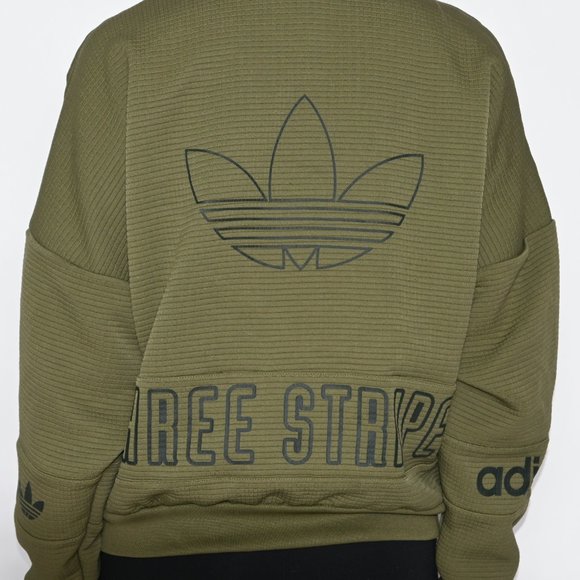 ADIDAS Originals Olive Green Waffle Bomber Jacket - Picture 5 of 8
